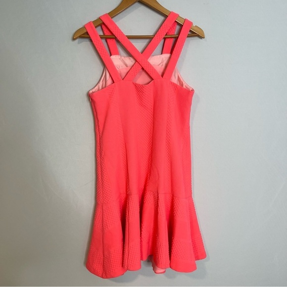 Nanette Lepore Coral Criss-Cross Strap Stretchy Mini Sun Dress. Size 8. - Picture 3 of 12